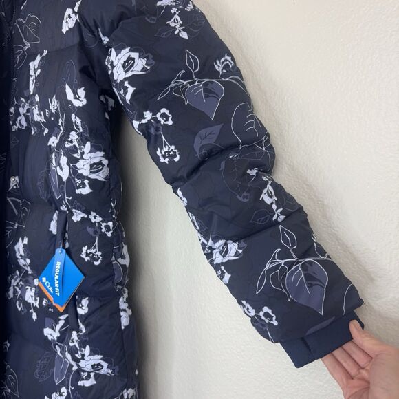 NWT Columbia Boundless Days Floral Printed Long Down Puffer Jacket Navy Large - Picture 8 of 16